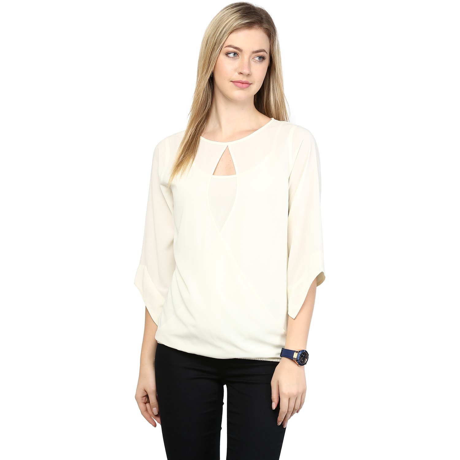 rare women white georgette top (ep1036)