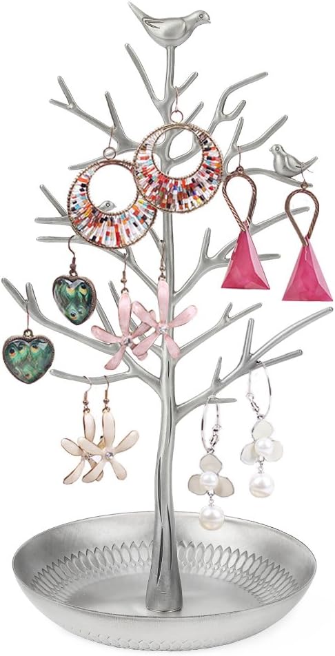 DazoneVgel Schmuckstnder Kettenstnder Baum Armbandstnder Schmuckhalter Ohrringhalter Metall Schmuckaufbewahrung Schmuckbaum Damen
