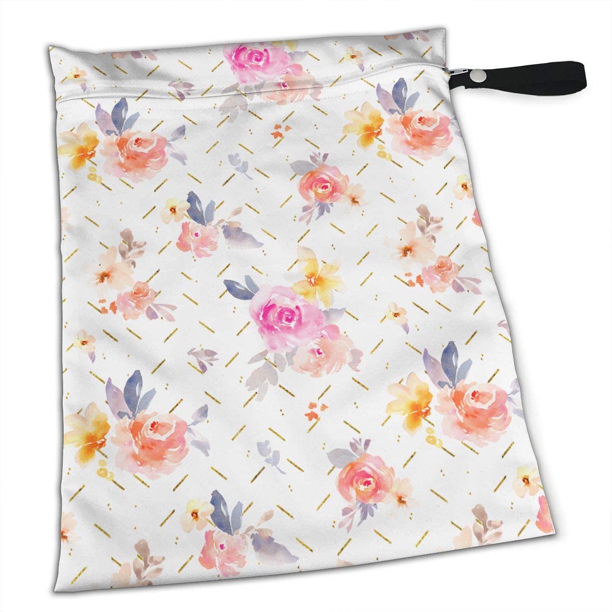 Navily Dash Floral Wet Bag with A Zipper Pocket Reusable Diaper Bag