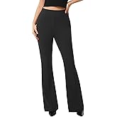 AFITNE Women's Dress Pants High Rise Flare Pants Pull On Stretchy Work Pants Business Office Casual Slacks with Pockets
