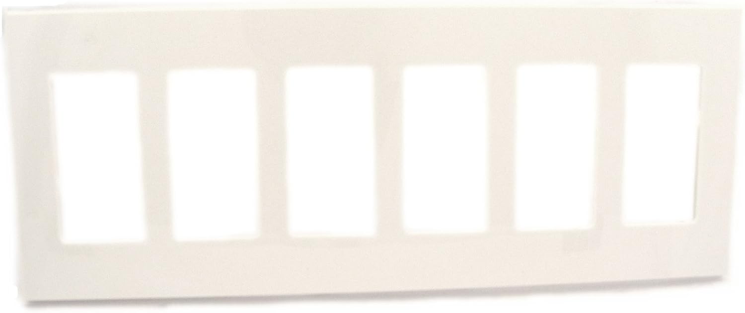 Leviton 80326-SW 6-Gang Decora Plus Wallplate Screwless Snap-On Mount (White), Switch Plates ...