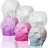 OURASHERO Skull Resin Molds, 3Pcs Hear-no, Speak-no, See-no Evil Skull Silicone Molds for Resin Casting Crafts, 3D Cute Epoxy Resin Molds for DIY Craft Pen Holder Flower Pot, Halloween Home Décor
