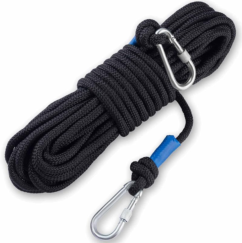 PIOSRTRR 30M Nylon Rope 10mm Heavy Duty Braided Polyester Black 2 Pack