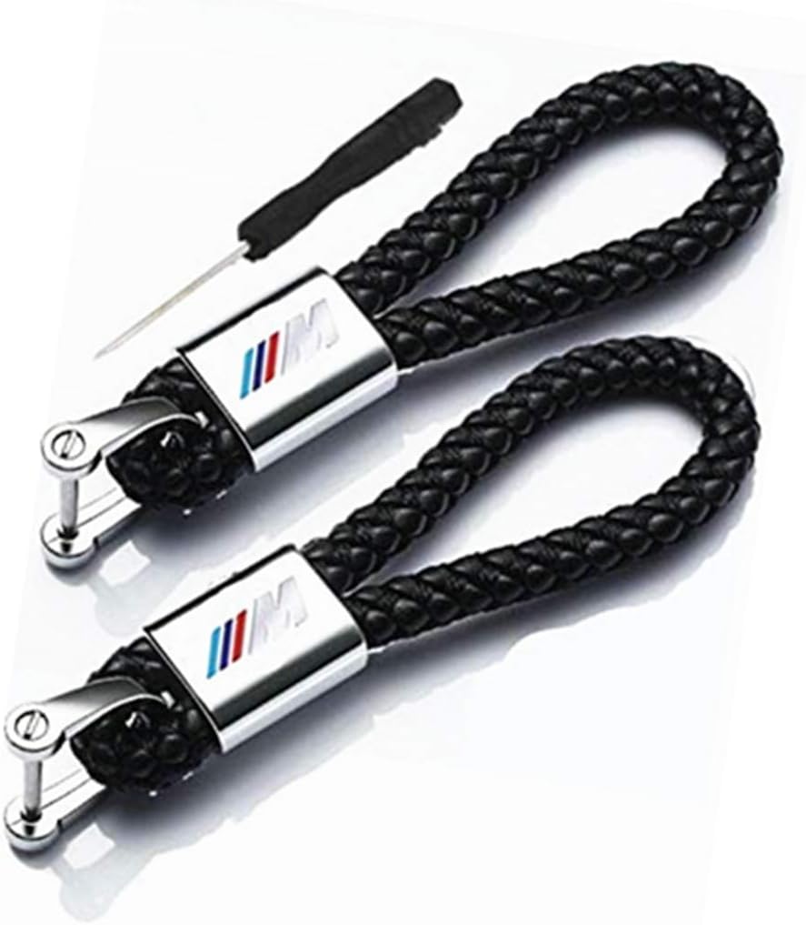 2 Pack New Hand Made Genuine Cowhide Leather Rope Weaving Keychain Car Key Pendant Key Chain fit for X5 X3 X4 GT3 GT5 325i 328i 335i 525i 528i 530i 535i