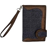 Asatre Hemp Bifold Wallet for Women – Navy Canvas with Faux Leather Trim, Multiple Card Slots, Slim Compact Design, Eco-Friendly Minimalist Wallet for Everyday Use