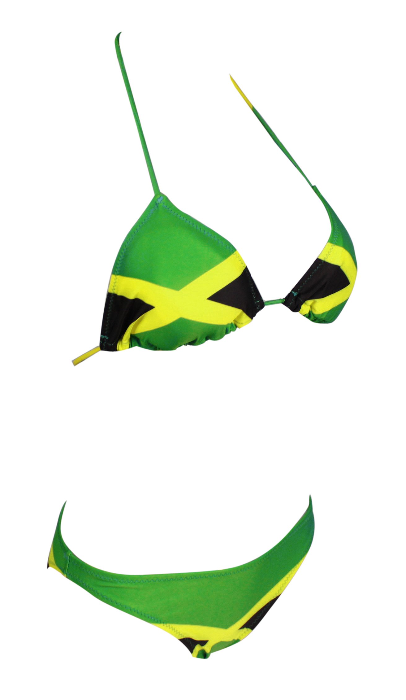 ecolore Women's Fashion Caribbean Jamaica Flag Bikini Swimsuit Swimwear