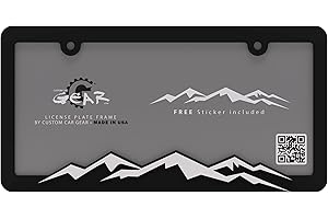 CUSTOM CAR GEAR Mountain License Plate Frame Bracket (White on Black)