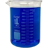 3000ml Beaker, Low Form Griffin, Borosilicate 3.3 Glass, Double Scale, Graduated, Karter Scientific 247Q5 (Case of 4)