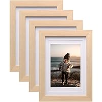KINLINK 5x7 Picture Frames Natural Wood Frames with Acrylic Plexiglass for Pictures 4x6 with Mat or 5x7 without Mat, Tabletop