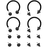 Dyknasz Internally Threaded Septum Rings Surgical Steel Lip Rings Septum Piercing Jewelry Nose Ring for Women Men16g