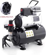 Timbertech Piston Airbrush Compressor ABPST08 Oil-Free 3L Tank UK Plug 50Hz view 2