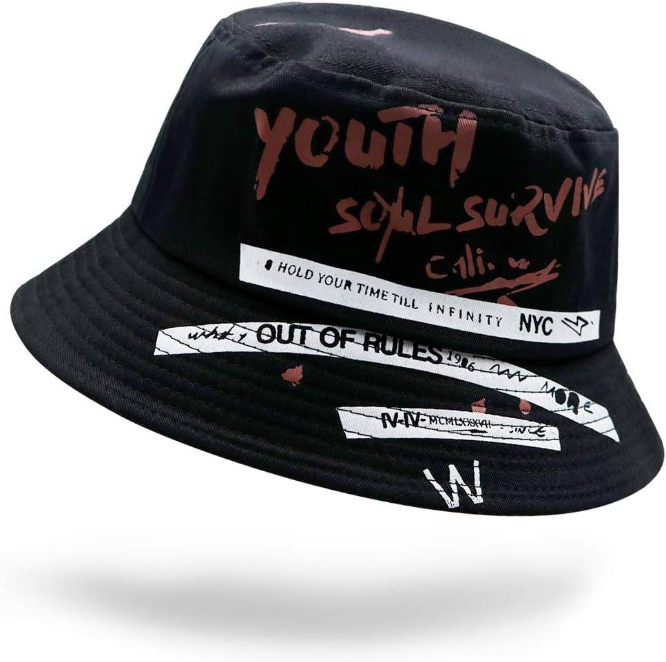 Bucket Hat,Unisex 100% Cotton Packable Summer Caps Youth hat Size Free Summer Travel Bucket Hat