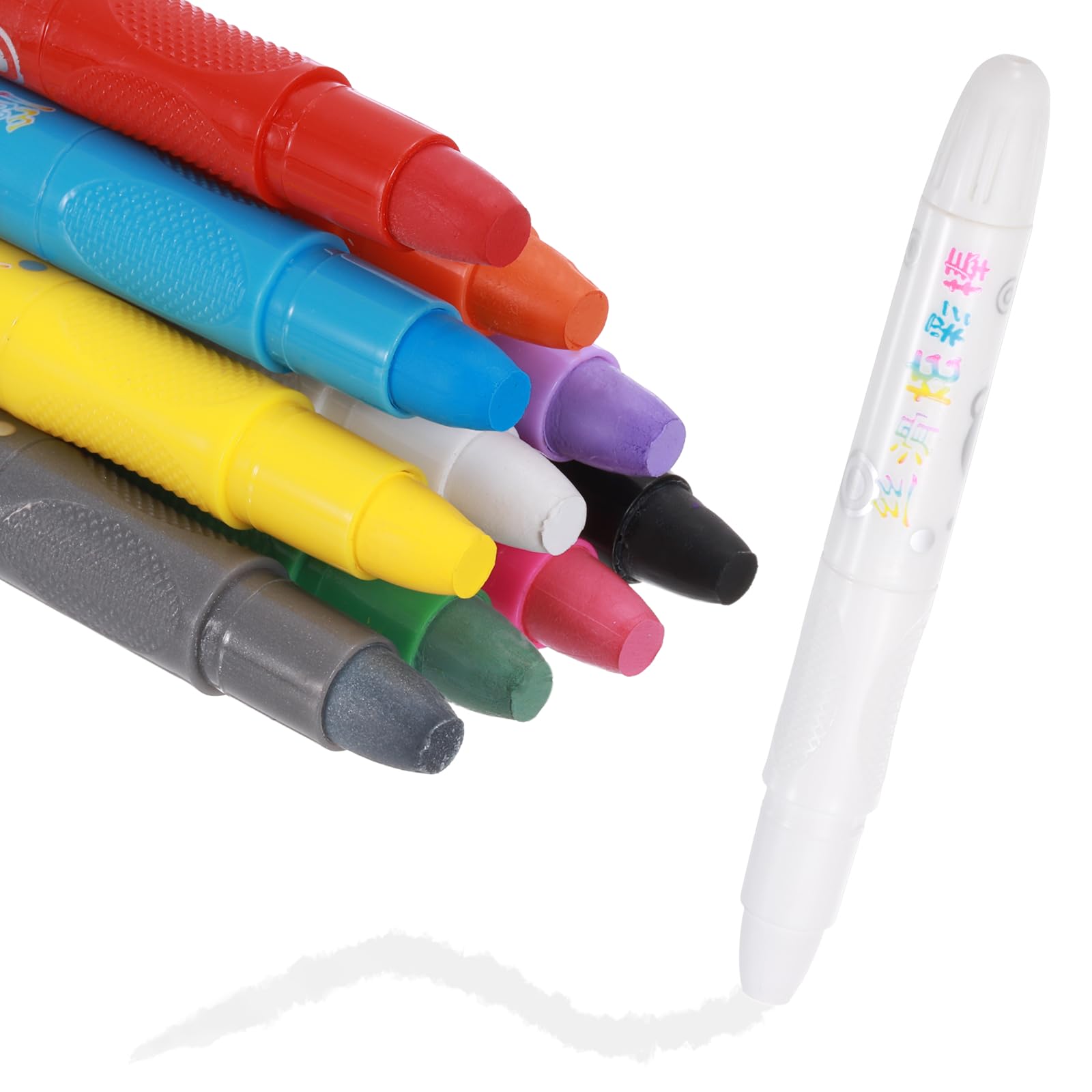 sourcing map Twist Crayons, Twist Crayons Gel Watercolor Set Washable Silky Smooth for Drawing Coloring(Red Orange Silver Tone Black White Purple Blue Green Pink Yellow, Pack of 10)