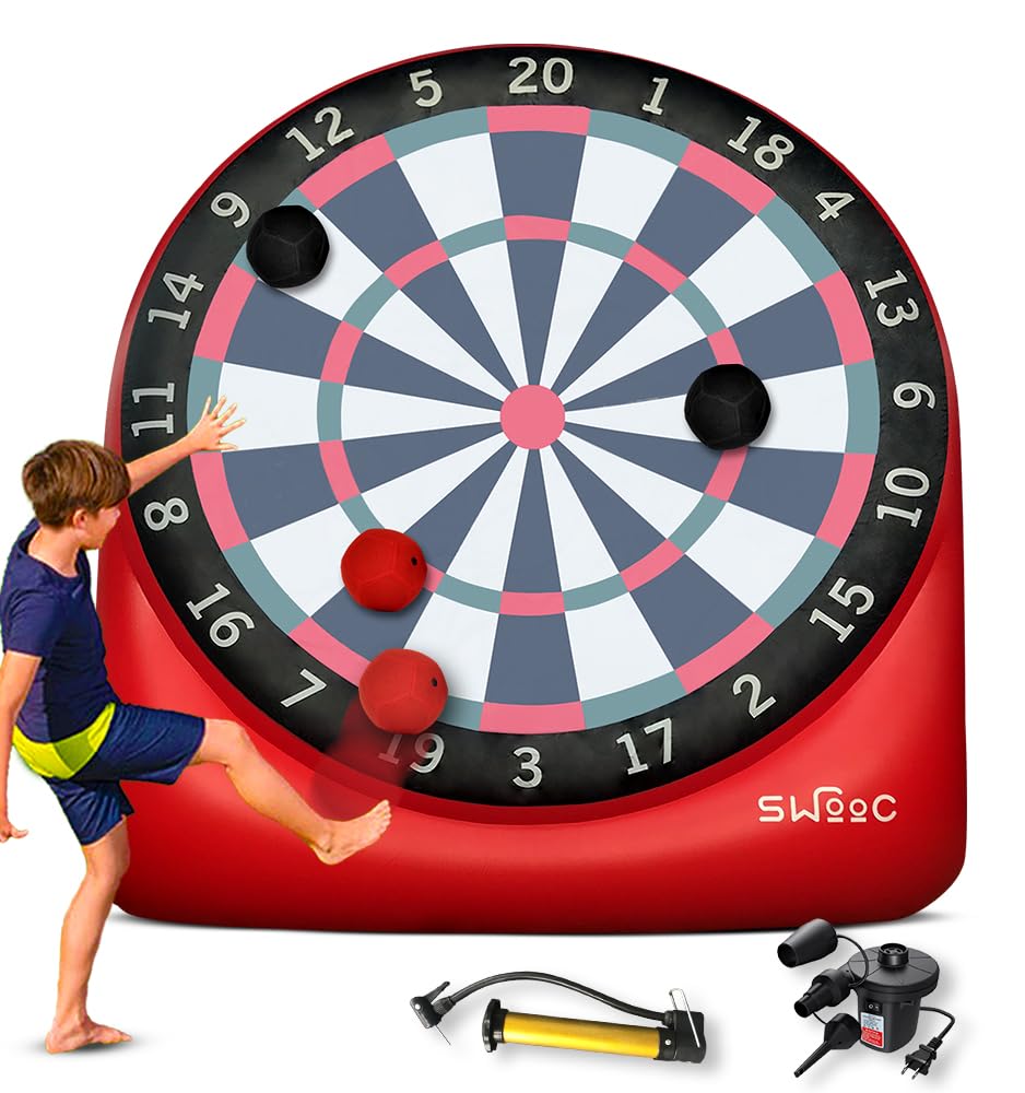 Photo 1 of Swooc Games - Premium Inflatable Giant Kick Darts (15+ Ways to Play) - Jumbo Soccer Dartboard w/Air Pump - Big Carnival Games - Giant Outdoor Games - Oversized Dart Board Yard & Lawn Game Kids & Adult