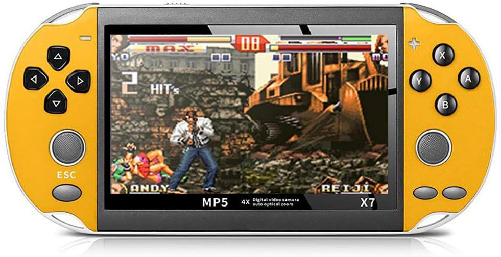 CUEYU Retro 4.3 inch Full View HD 30W Pixel TFT Screen Classic Game Console Handheld Portable 800 Built-in 8GB Memory Games (Yellow)