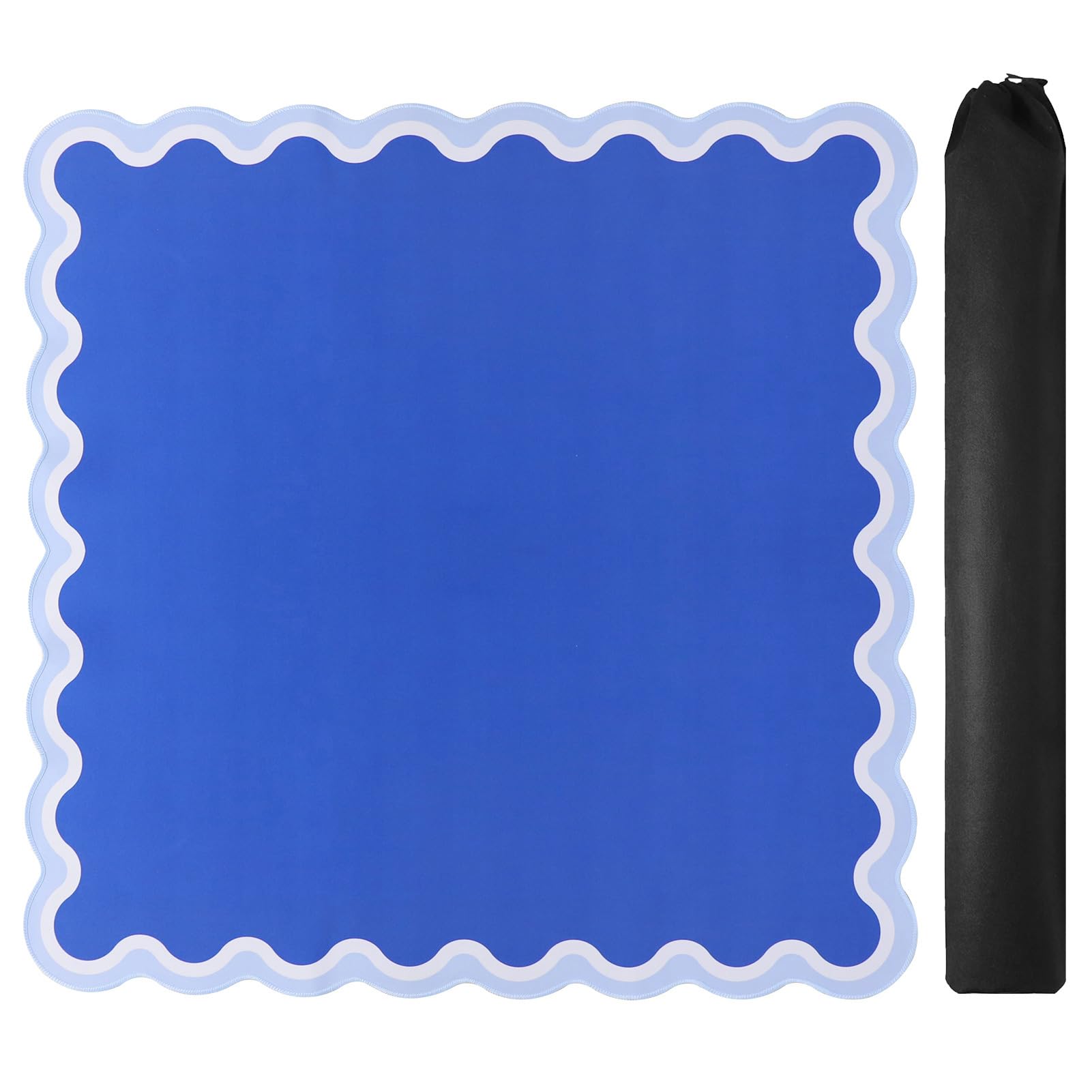TIASUSAN Dark Blue Mahjong Mat (31.5” x 31.5”) with Black Carrying Bag, Anti-Slip, Noise-Reducing Mahjong Mat for Table, Board Games and Card Games
