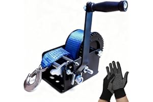 SYLPHID 1200lbs Heavy Duty Boat Trailer Winch with 26FT Strap, Portable Hand Crank Winch for Boat, Truck, Trailer, RV, ATV, Jet Ski (1200Lbs with 26FT Strap)