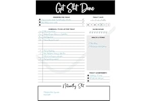 Bliss Collections Get Shit Done Daily Planner Tear Off Pad, 50 Undated Sheets, Desk Notepad, Schedule, To-Do List, Task Planner, Productivity ... Fitness Tracker,: Daily Planner, Desk Notepad
