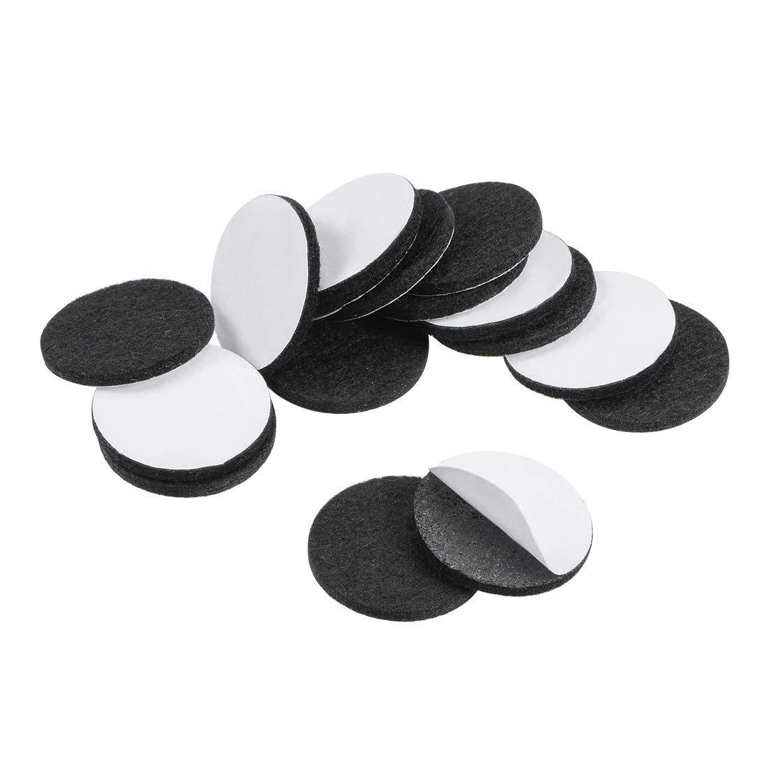 sourcing map Furniture Pads Adhesive Felt Pads 32mm Diameter 3mm Thick Round Black 28Pcs
