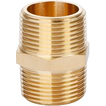 U.S. Solid Brass Pipe Fitting, Hex Nipple, 3/4" x 3/4" NPT Male ...