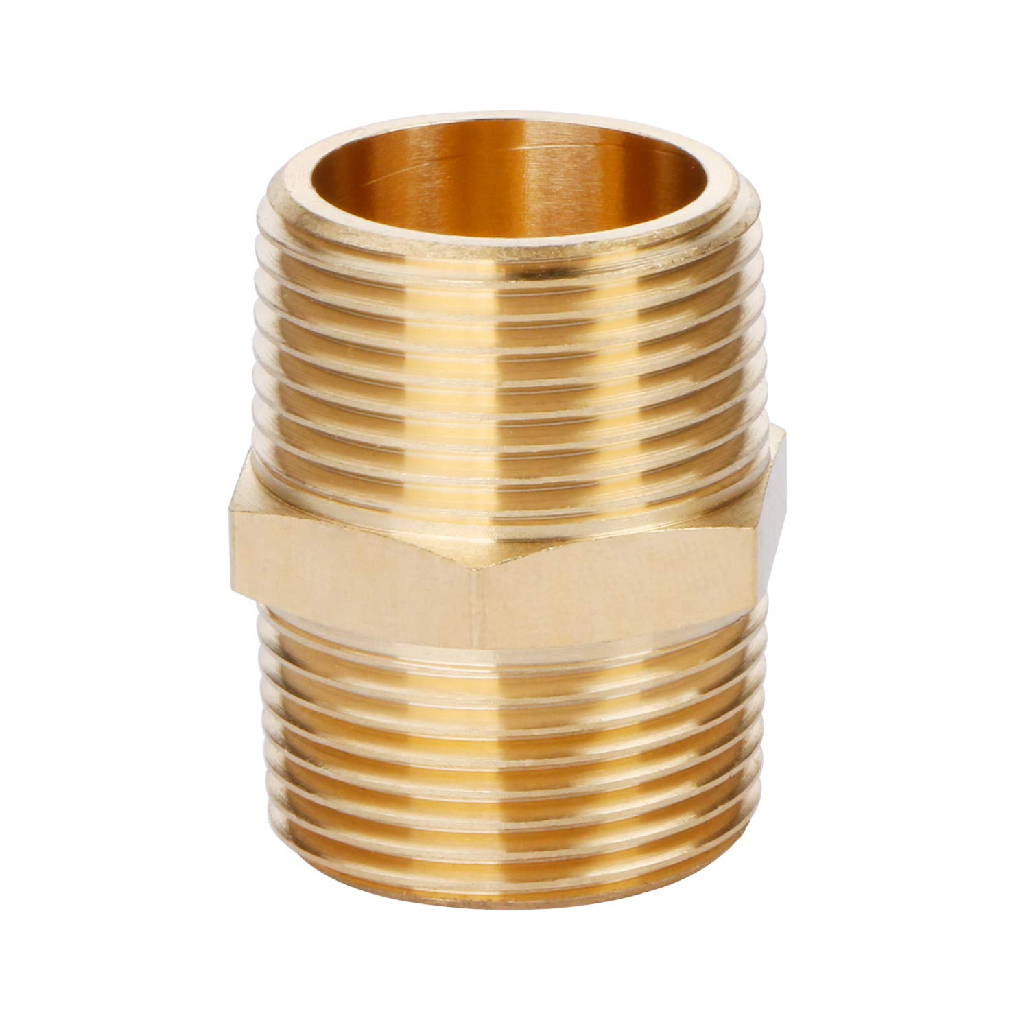 Photo 1 of U.S. Solid Brass Pipe Fitting, Hex Nipple, 3/4" x 3/4" NPT Male Pipe Adapter