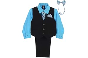 LITTLE GENTS Boys Easter Outfit Boys Formal Suit Set Ring Bearer Outfit for Boys Dress Shirt and Tie Toddler Kids Boy Clothes Vest Formal Wear Picture Day School Turquoise Boys Suits Size 18-24 Months
