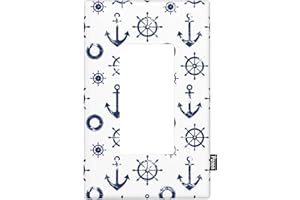 Pznen Nautical Blue Anchor Rocker Wall Plate Standard 1-Gang Beach Ocean Coast Navy Blue Decorative Rocker Switch Plate Covers for Teen Boy Girl Room
