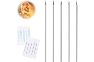 20G Body Piercing Needles,10pcs DJCIW Sterile Disposable Stainless Steel Needles for Ear, Nose, Navel, Nipple, Lip - Piercings