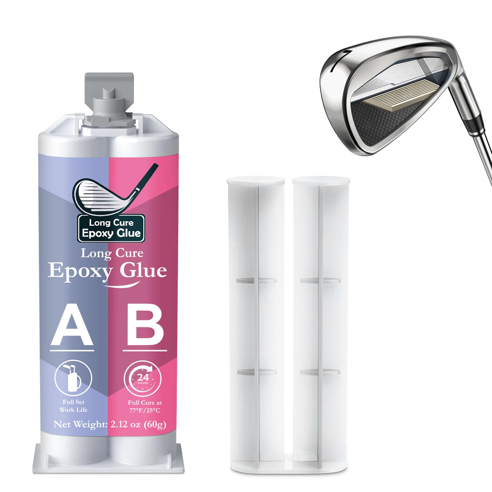 INNOVAYOU Long Cure Golf Club Epoxy 2.11oz, Quick Cure Transparent Durable Golf Epoxy, Used to Repair All Clubs, Heads, Drivers, Putters and Irons