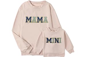 Winioder Mommy and Me Matching Outfits Letter Print Crewneck Pullover Sweatshirt Long Sleeve Shirt Tops Baby Clothes