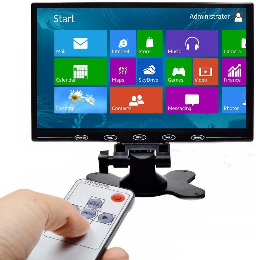 PONPY 9" Ultra Thin 16:9 HD 800x480 TFT LCD Color Display Touch Button Monitor Screen with AV HDMI VGA Video Input for Raspberry Pi 3B+ / Mini PC Display / Home Security / CCTV Camera