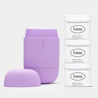Fussy Natural Refillable Deodorant Lilac Case & Refill Pack 3 Scents