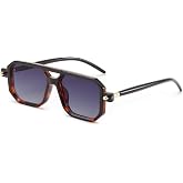 FEISEDY Vintage Square 70s Flat Aviator Sunglasses Women Men B2622 | UV400 Protection, Classic Retro Stylish Y2K Cute Double-Bridge Frames, Daily Wear, Outdoor, Driving, Travel Beach Essentials