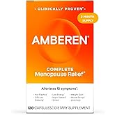 Amberen Menopause Supplement for Women, 120 Capsules, Clinically Proven, Helps Support Hormone Balance, Helps Relieve 12 Menopause Symptoms: Hot Flashes, Night Sweats, Mood Swings and More