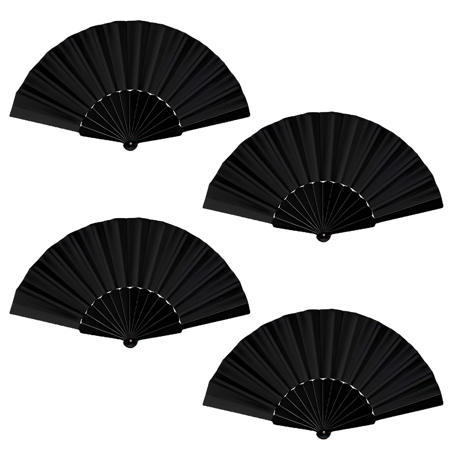 TaboSI Pack of 4 Hand Fans Decoration Folding Fan Black Folding Fans Chinese Fan Black Bags Folding Fan for Summer Wedding Party Performance Dance Decoration