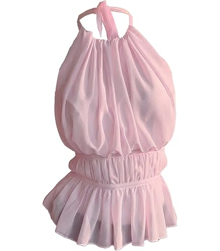 Sexy Smocked Open Back Halter Camisole Y2K Sleeveless Frill