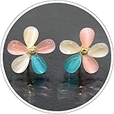 Zeshimb Opal Flower Stud Earrings Tiny Floral Petal Earrings Cute Birthstone Flower Statemnet Earrings Hypoallergenic Jewelry for Women