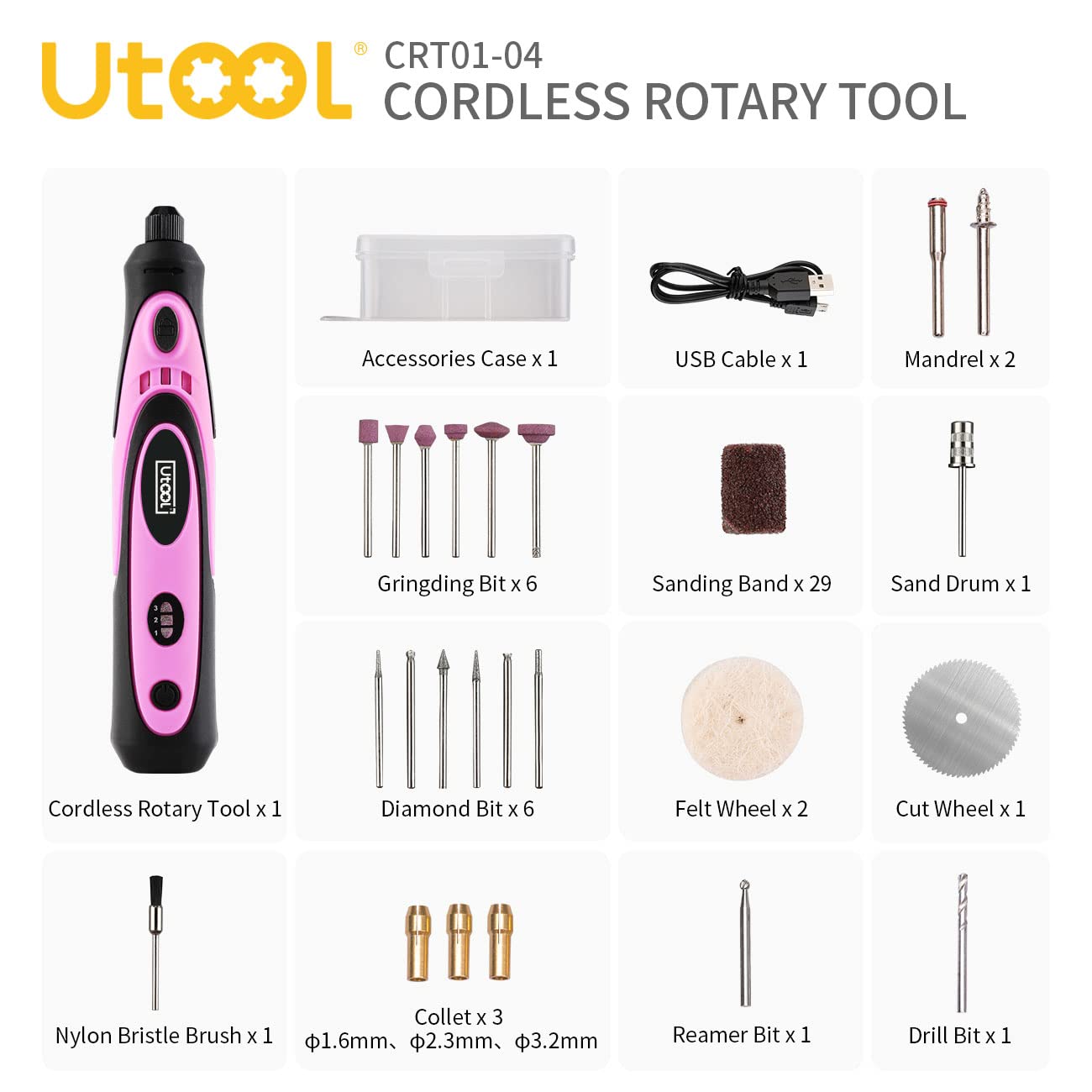 UtooL 4V Cordless Rotary Tool Kit with 42 Accessories - For DIY Crafts, Engraving, Polishing