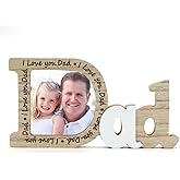 Much Hotter Dad Birthday Gifts Dad Picture Frames Decorations Wood Fathers Photo Frame Gifts for Daddy from Daughter Son Father's Day Gift Daddy Present for Christmas Thanksgiving Birthday