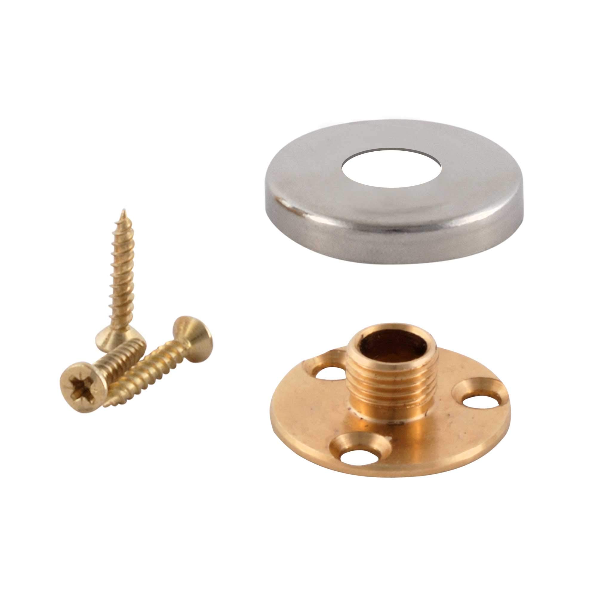 ElekTek Brass Back Plate Kit - 10mm Male Thread and Screws with Cover - Nickel - Combine with E27 10mm Lampholder