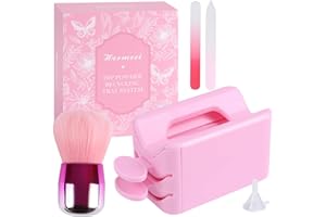 heemeei Dip Powder Recycling Tray System, Portable Nail Dip Powder Tray Kit with Nail Dust Brush, Glass Nail File, French Nail Art Manicure Essential Tool, Makeup Tool Glitter Saver