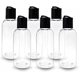 ljdeals 4 oz Clear Plastic Empty Bottles with Black Disc Top Caps, Refillable Containers for Shampoo, Lotions, Cream and more