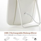 NEZZOE Rechargeable LED Makeup Mirror, Dimmable Touch Screen, 24x17 cm view 7