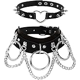 Manfnee Cool Punk Gothic Collar for Women and Men Black PU Leather Vingate Necklace Adjustable