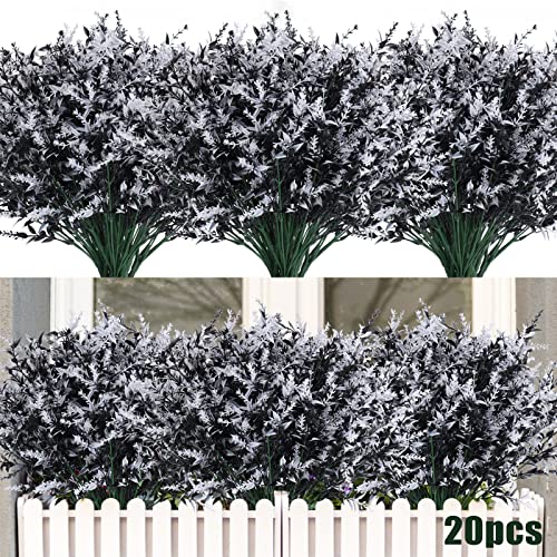 20 Flores Artificiales p/decorar resistentes UV-Negro Blanco