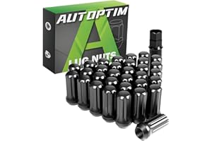 AUTOPTIM M14x1.5 Black Lug Nuts - Replacement for Chevy Silverado 1500, Ram 2500 3500 GMC Sierra Ford F250 8Lug Aftermarket W