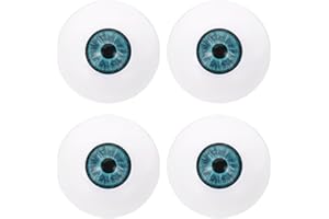 PATIKIL 30mm Doll Eyes,2 Pair Realistic Acrylic Eyes Plastic Half Eyeballs for Dolls Masks Halloween Props Art Craft, Blue Gr