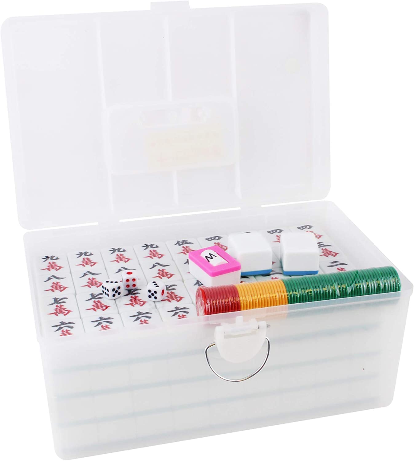 Photo 1 of X - Large ????? Chinese Guangdong Tiles Mahjong Set 144 Tiles 1.5 x 1.2 x 0.9 Inches Easy-to-Read Game Set/Complete Set Gift/Birthday (Mah-Jongg, Mah Jongg, Majiang) (Grass Green)
