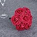 Febou Artificial Flowers, 50pcs Real Touch Artificial Roses Decoration DIY for Wedding Bridesmaid Bridal Bouquets Centerpieces, Party Decoration, Home Display, Office Decor (Standard Type, Deep Pink)