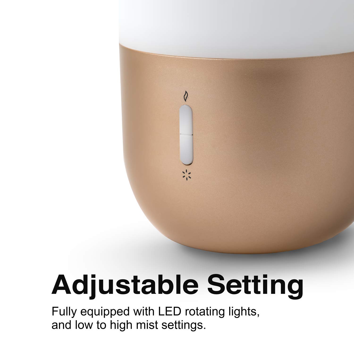 Design Accents Diffuser for Essential Oils - Ultrasonic Aroma Diffuser with 2 in 1 100ml and 500ml Dual Capacity, Matte Gold : Beauty